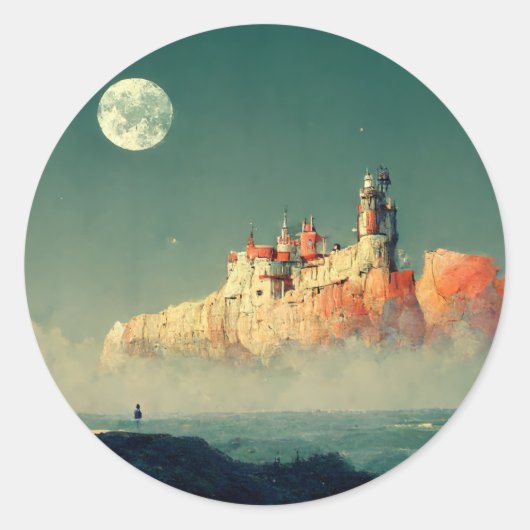 Offshore Citadel Fantasy Sci-Fi Ronde Sticker (Voorkant)