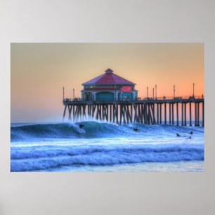 Offshore winden Huntington Beach Pier Poster