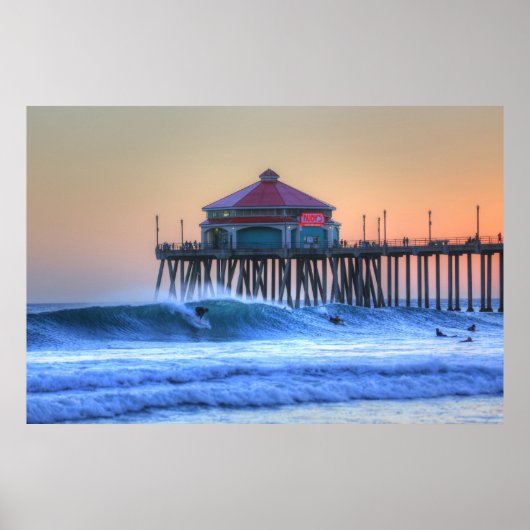 Offshore winden Huntington Beach Pier Poster (Voorkant)