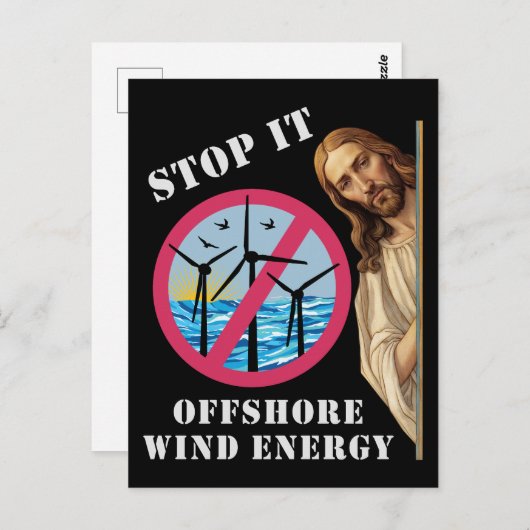 Offshore windenergie Stop het Jezus Briefkaart (Voorkant / Achterkant)