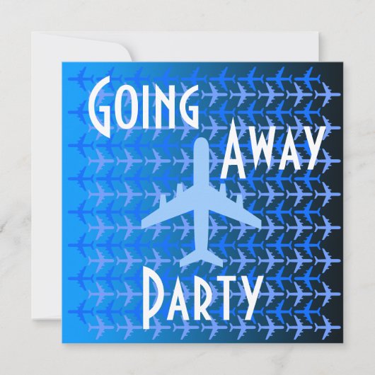 Offway Party Invitation Card Plane Blue Kaart (Voorkant)