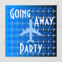Offway Party Invitation Card Plane Blue