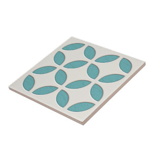 OffWhite Ocean Turquoise Blue Mosaic Art Tegeltje
