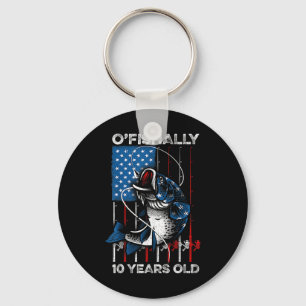 Ofishally 10 jaar oud shirt 10e verjaardag vissen sleutelhanger