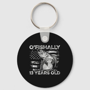 Ofishally 13 jaar oud shirt 13e verjaardag vissen sleutelhanger