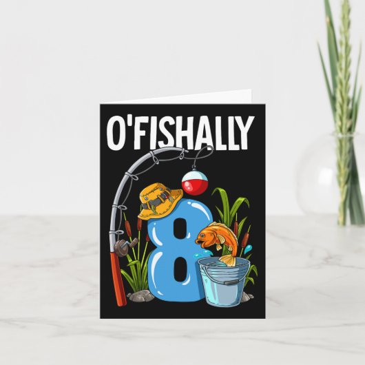 O'fishally 8 jaar oud 8e verjaardag vissen kaart (Voorkant)