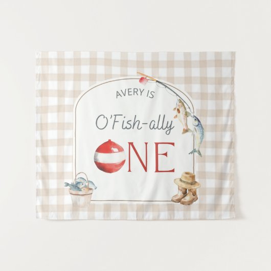 Ofishally One Birthday Personalized Banner  Wandkleed (Voorkant (horizontaal))
