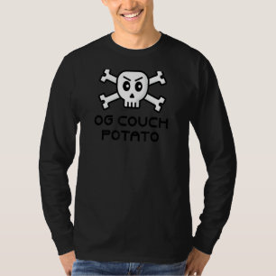 OG Couch Potato schedel en Cross Bone Word Design T-shirt