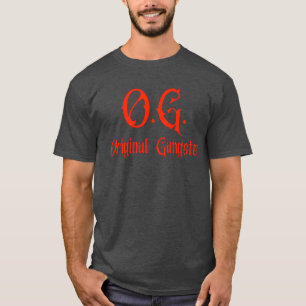 OG Original Gangster in scharlaken rode letters vr T-shirt