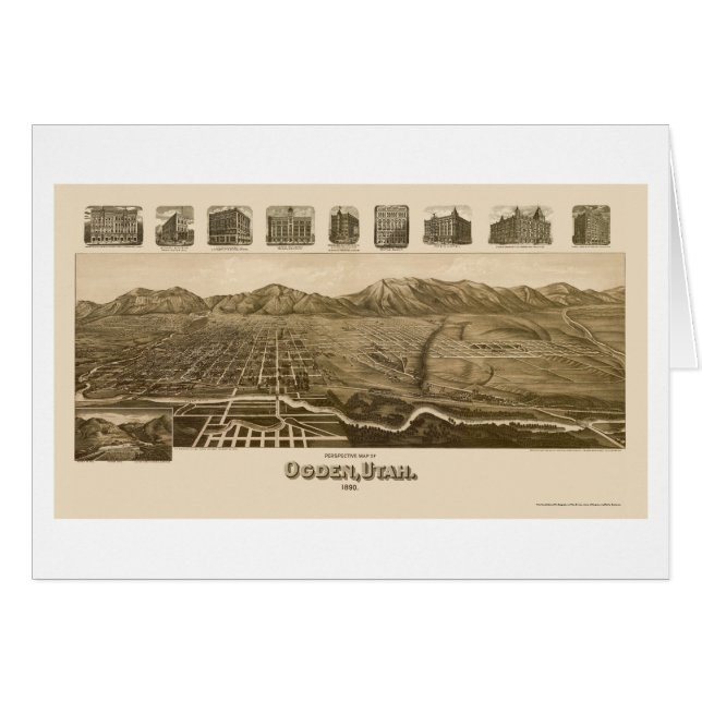 Ogden, carte panoramique d'UT - 1890 (Devant horizontal)