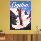 Ogden, Utah skiposter Canvas Afdruk (Insitu (Woonkamer))