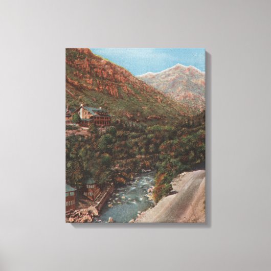 Ogden, Utah - Uitzicht Ogden Canyon en rivier Canvas Afdruk (Voorkant)