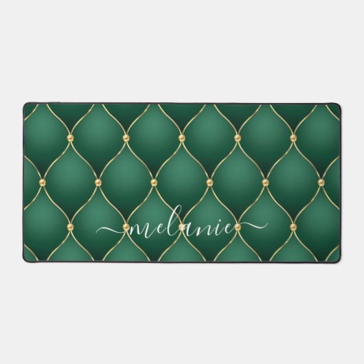 Ogee Gold Diamond Donker Smaragd Groen Aangepaste  Bureaumat (Voorkant)