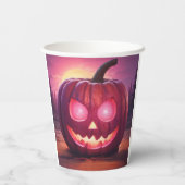 Ogen die Jack-o'-lantaarn kopjes gloeien Papieren Bekers (Achterkant)