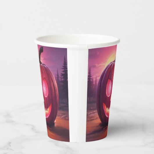 Ogen die Jack-o'-lantaarn kopjes gloeien Papieren Bekers (Rechts)