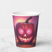 Ogen die Jack-o'-lantaarn kopjes gloeien Papieren Bekers (Voorkant)