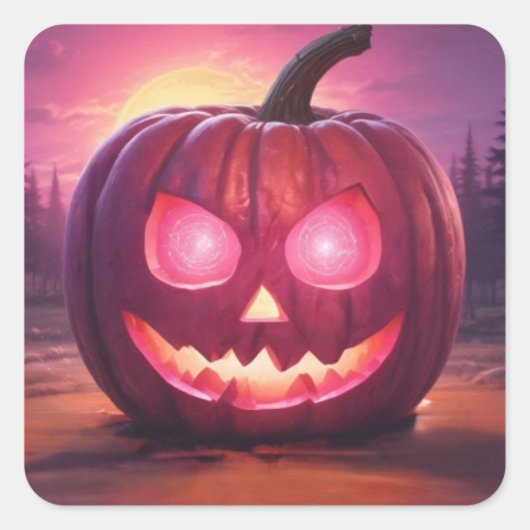 Ogen die roze Jack-o'-lantaarn stickers gloeien (Voorkant)