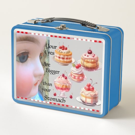 Ogen Groter dan Maag Blauwe Lunchbox (Voorkant)