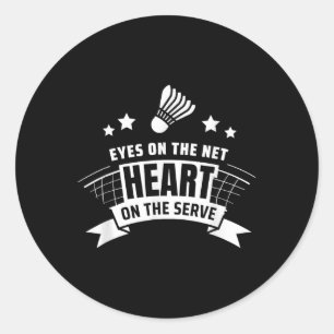 Ogen op het hart van het net op de serveerbadminto ronde sticker