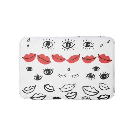ogen, rood lippatroon. badmat (Voorkant)