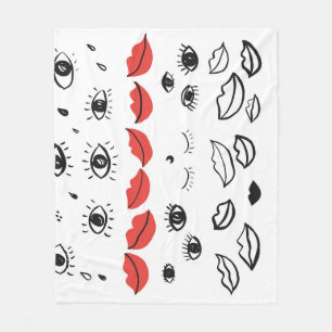 ogen, rood lippatroon. fleece deken