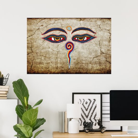 Ogen van boeddha / augen der Weisheit Poster (Thuiskantoor)