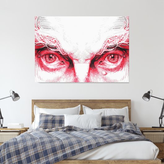 Ogen van het oude kwaad - Red Warning Canvas Afdruk (Insitu (Slaapkamer))