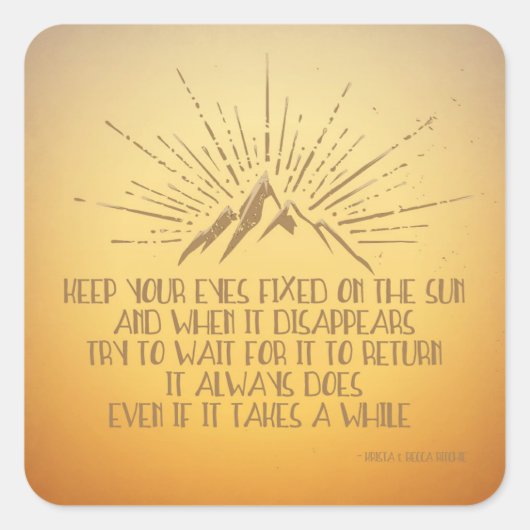 Ogen Vast op de Zon Vierkante Sticker (Voorkant)