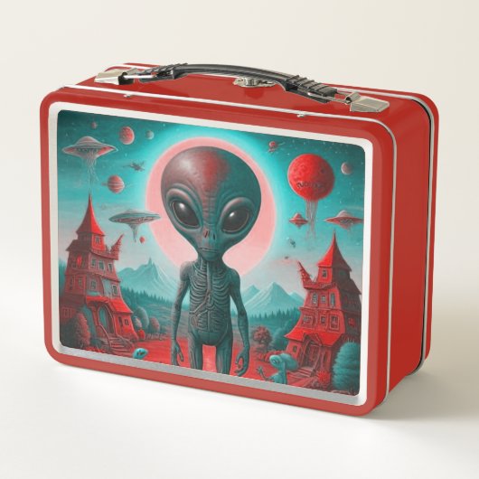 ogende lunchbox met buitenaardse print (Achterkant)