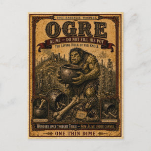 Oger, Antiek Circusmonster Briefkaart