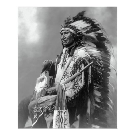 Oglala Sioux Chief Rocky Beer c. 1899 Foto Afdruk (Voorkant)