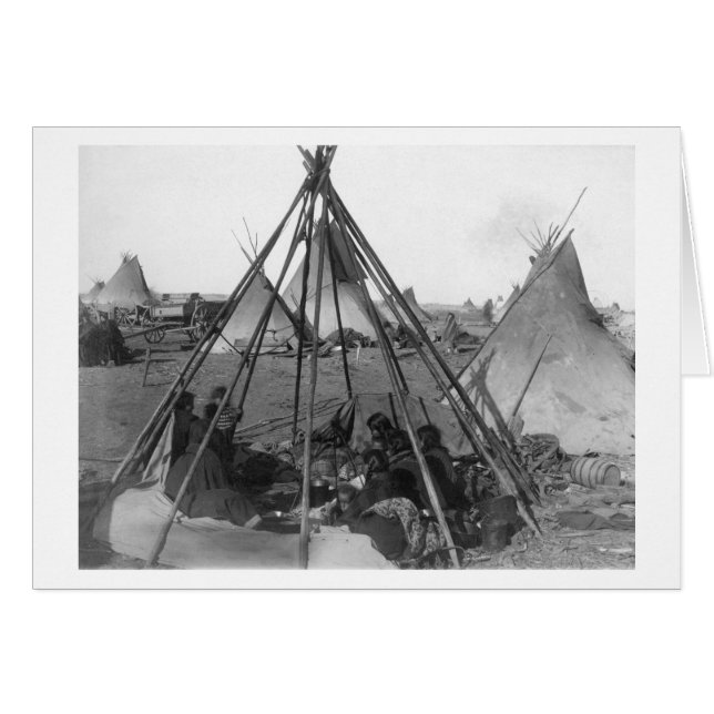 Oglala Vrouwen en kinderen in Tipi (Voorkant Horizontaal)
