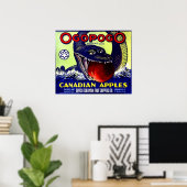 Ogopogo Canadees etiket voor appelvruchten Poster (Thuiskantoor)