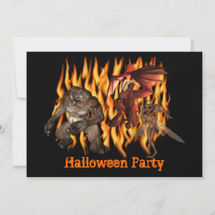 Ogre Monsters Flames Halloween Uitnodiging