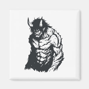 Ogre Oni Yokai Japanese Outline Sticker Magneet