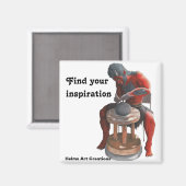 Ogre Spinning Pottery Wheel Fantasy Button Magnet Magneet (Voorkant / Achterkant)