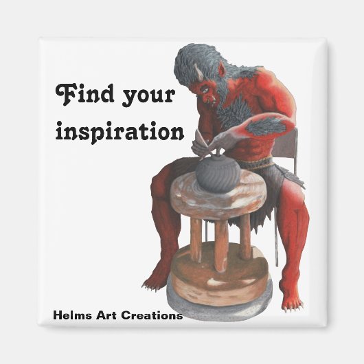 Ogre Spinning Pottery Wheel Fantasy Button Magnet Magneet (Voorkant)