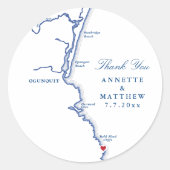 Ogunquit Maine bruiloft gunst dank u Ronde Sticker (Voorkant)