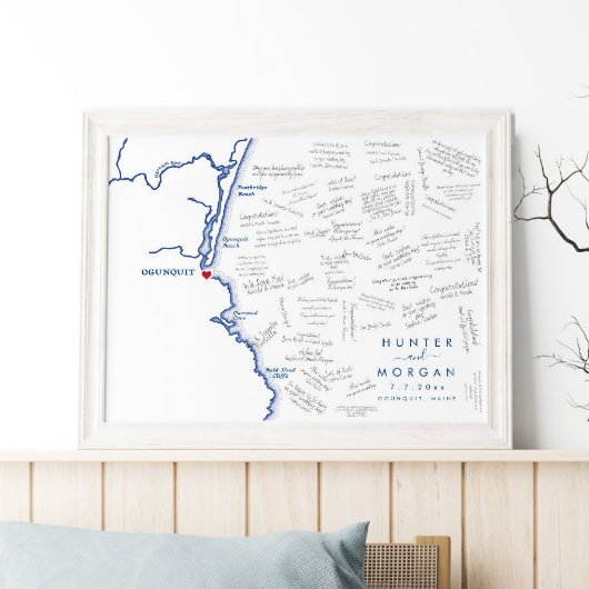 Ogunquit Maine Bruiloft Modern Gastenboek Poster