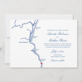 Ogunquit Maine Elegant Marine Kaart Bruiloft (Voorkant)