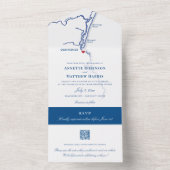 Ogunquit Maine Kaart Elegant Navy Wedding (Binnen)