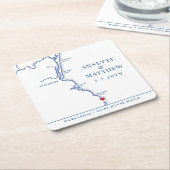 Ogunquit Maine Kaart Huwelijk Cocktail Uur Vierkante Kartonnen Onderzetter (Schuin)