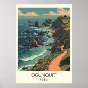 Ogunquit Maine  kust Cliff Walk Art Poster