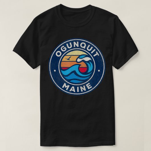 Ogunquit Maine ME nautische golven ontwerp T-shirt (Design voorkant)