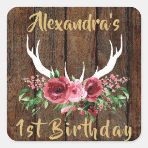 Oh autocollant de faveur d'anniversaire de cerfs