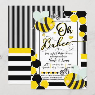 Oh BaBEE Bee Baby shower Baby shower White Kaart