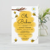 Oh Babee Bee Thème Baby shower Invitation (Debout devant)