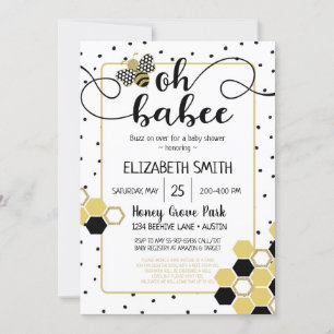 Oh Babee Bumblebee Gold Glitter Zwart Baby shower Kaart
