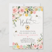 Oh Babee Greenery Pink & Gold Bee Baby shower Kaart (Voorkant)