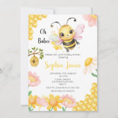 Oh Babee Honey Bee Girl Baby shower Kaart (Voorkant)